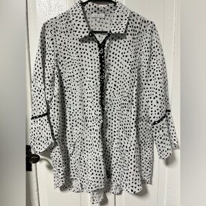 Habitat clothes to live in white button down with black dots relaxed fit tunic S